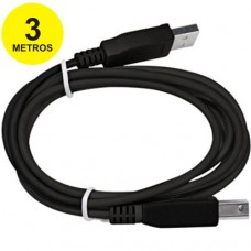 Cabo USB para Impressora 2.0 AM/BM 3 mts Preto