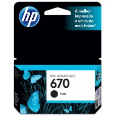 Cartucho de Tinta HP 670 Preto 7,5ml Original - CZ113AB